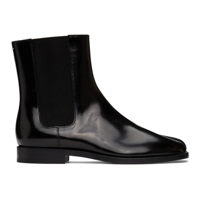 Maison Margiela Tabi Split-toe Patent-leather Chelsea Boots In Black