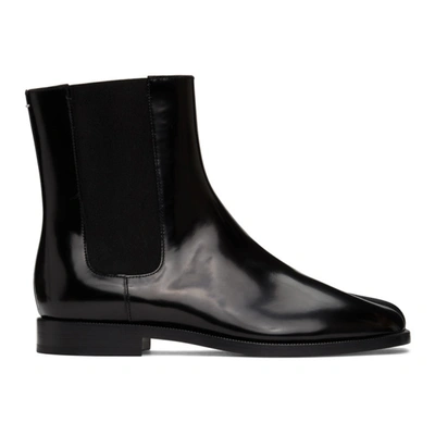 Maison Margiela Tabi Split-toe Patent-leather Chelsea Boots In Blue