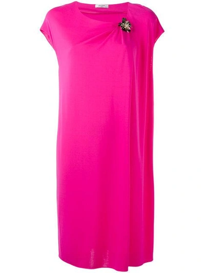 Lanvin Draped Dress With Crystal Corsage - Pink