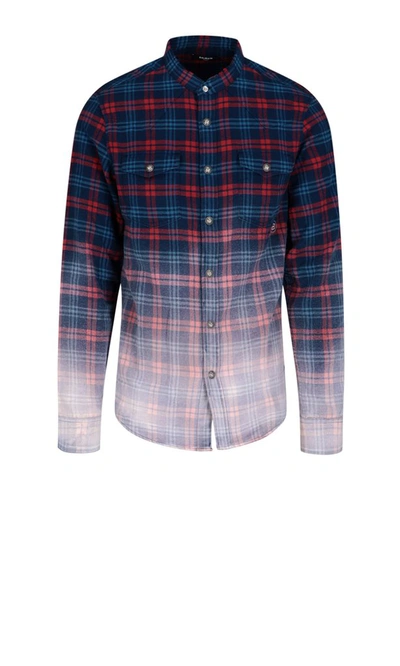 Balmain Ombre Checked Shirt In Red