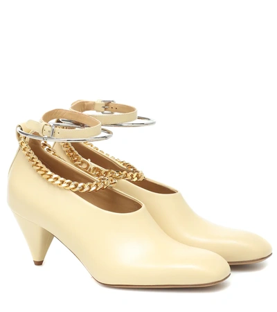 Jil Sander Neutral 65 Anklet Leather Pumps In Neutrals