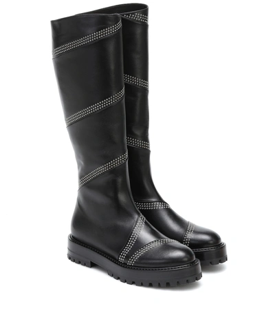 Alaïa Studded Leather Knee-high Boots In Black