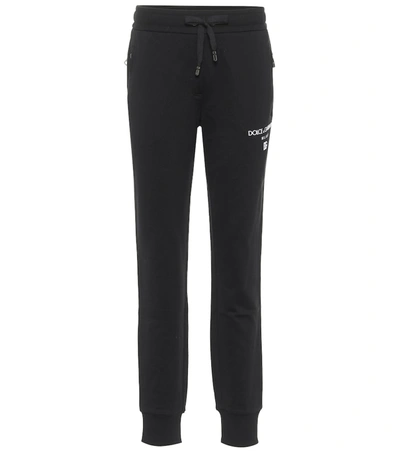 Dolce & Gabbana Logo Cotton Jersey Sweatpants In Black
