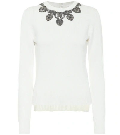 Alexander Mcqueen Crystal-embellished Crew Neck Jumper In Neutrals