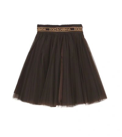 Dolce & Gabbana Kids' Tulle Midi Skirt In Brown