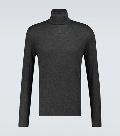 Ermenegildo Zegna Cashmere & Silk Turtleneck Sweater In Charcoal