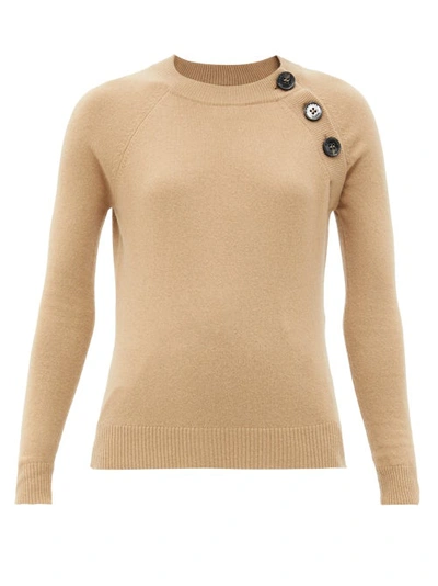 Weekend Max Mara Dula Asymmetrical Button Wool Sweater In Camel