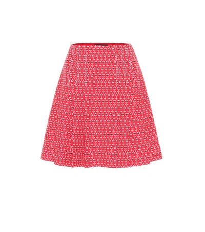 Gucci Cotton And Wool Jacquard Miniskirt In Red