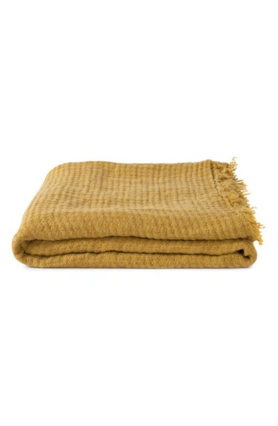 Hawkins New York Simple Linen Throw Blanket In Mustard