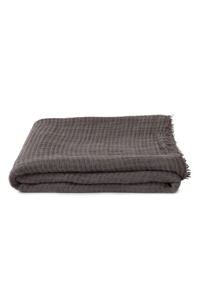 Hawkins New York Simple Linen Throw Blanket In Dark Grey