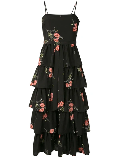 Likely Layered Floral Dress In Black