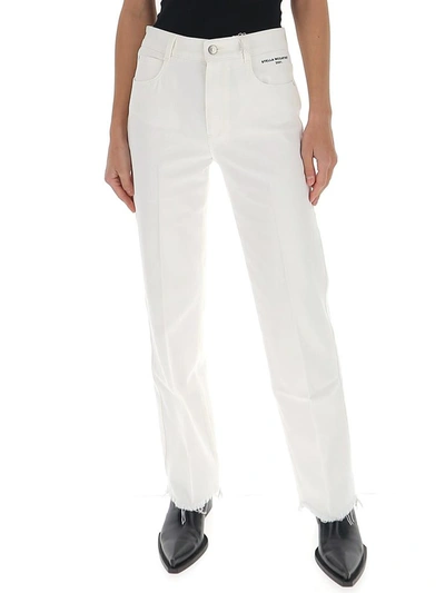 Stella Mccartney Frayed Hem Straight Fit Jeans In White