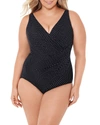 Miraclesuit Plus Size Oceanus Polka-dot One-piece Swimsuit In Black,white Dot