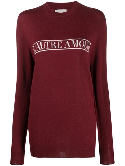 L'autre Chose Logo Intarsia Rib-trimmed Jumper In Red