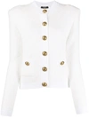 Balmain Single-breasted Knitted Cardigan In White