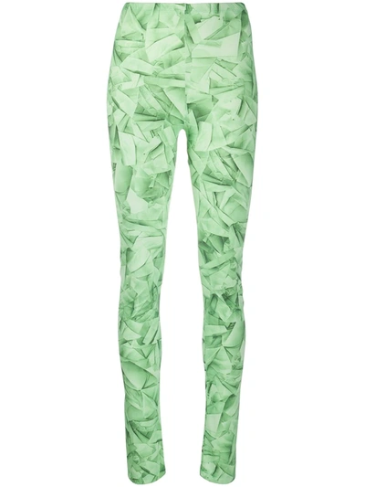 Mm6 Maison Margiela Graphic Print Fitted Leggings In Green