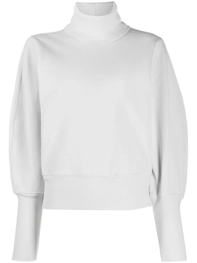 Agolde Turtleneck Balloon Sleeve Sweatshirt In Light Gray