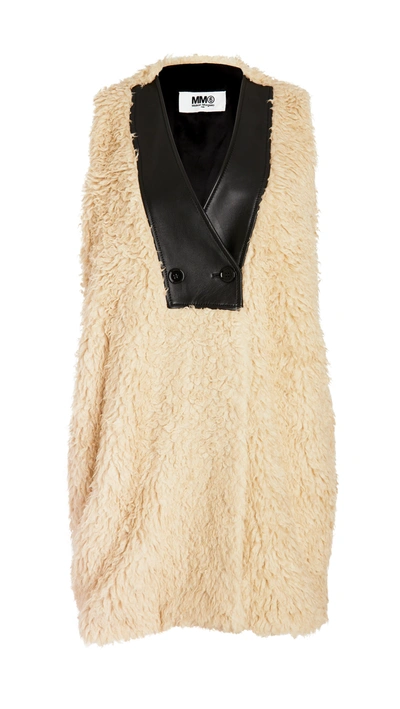 Mm6 Maison Margiela Teddy-effect Vest In Beige