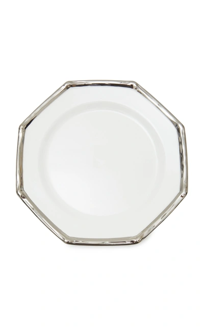 Este Ceramiche Set-of-four Bamboo-trimmed Ceramic Dinner Plates In Silver