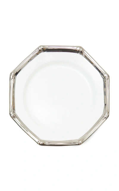 Este Ceramiche Set-of-four Bamboo Ceramic Salad Plates In Silver