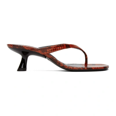 Simon Miller Women's Beep Snakeskin-embossed Leather Thong Sandals In Tango Red