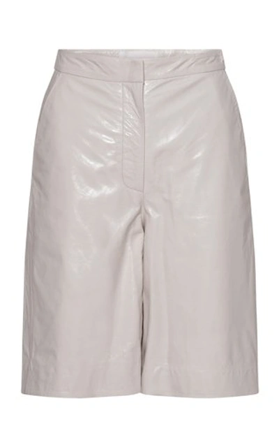 Remain Maisy Leather Knee-length Wide-leg Shorts In Neutral