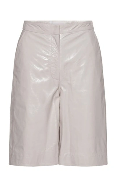 Remain Birger Christensen Maisy Leather Knee-length Wide-leg Shorts In Neutral