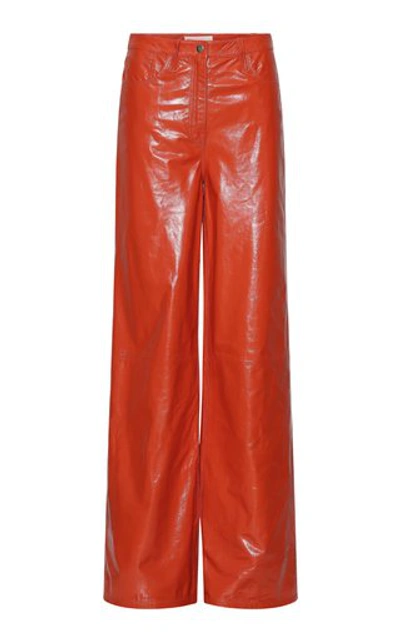 Remain Birger Christensen Ariane Leather Wide-leg Trousers In Red