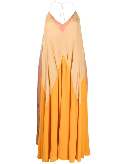 Dorothee Schumacher Women's Summer Heat Colorblock Silk Maxi Halter Dress In Orange