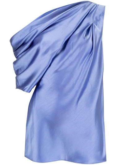 Acler Women's Bonham Draped Satin Off-the-shoulder Top In Blue