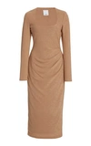 Acler Women's Highfield Draped Knit-jersey Midi Dress In Beige