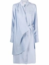 Acler 'serena' Side Belt Detail Drape Front Shirt Dress In Blau