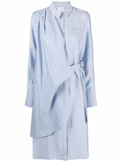 Acler 'serena' Side Belt Detail Drape Front Shirt Dress In Blau