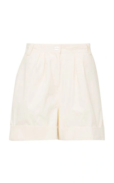 Bytimo Pleated Cotton Cuffed Shorts In Neutrals