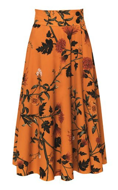 Andres Otalora Paraiso Crepe Midi Skirt In Print