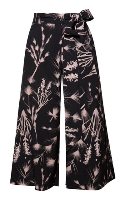 Andres Otalora Crisantemo Wide Leg Cropped Pants In Black