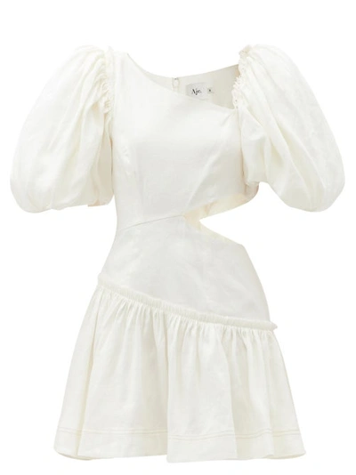 Aje Women's Chateau Asymmetric Cutout Linen-blend Mini Dress In Ivory
