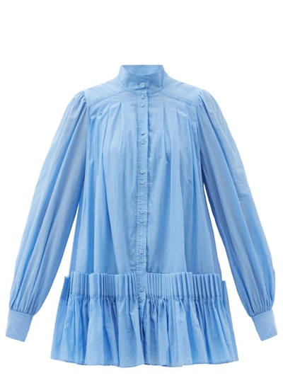 Aje Women's Pavillon Pleated Cotton Mini Shirt Dress In Cornflower |  ModeSens