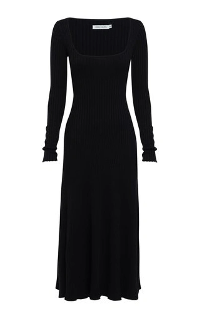 Anna Quan Women's Vesna Ribbed-knit Cotton Midi Dress In Black