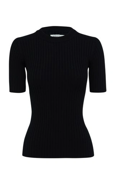 Anna Quan Bebe Cotton Ribbed-knit Top In Black