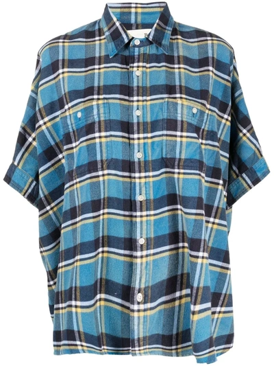 R13 Plaid Oversize Cotton Flannel Shirt In Grey
