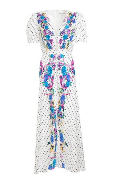 Saloni Women's Lea Printed Silk Midi Dress In Ivory Polka Dot P