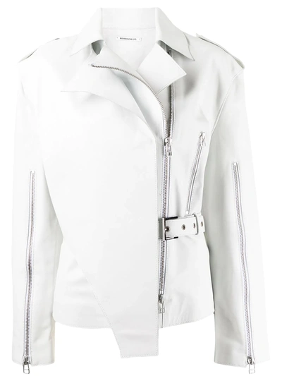 Boyarovskaya Women's Convertible Leather Biker Jacket In Weiss