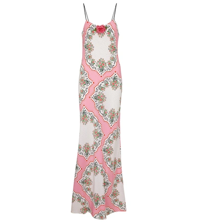 Rodarte Embellished Printed Silk Crepe De Chine Maxi Dress In Pink