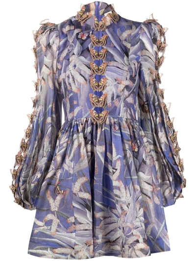 Zimmermann Botanica Butterfly Linen And Silk Minidress In Pandanus |  ModeSens
