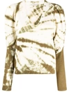 Ulla Johnson Jude Tie-dyed Cotton-jersey Sweatshirt In Ivory/olive