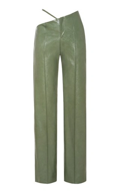 Aleksandre Akhalkatsishvili Women's Asymmetric Vegan Leather Wide-leg Pants In Green