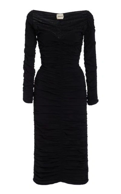 Khaite Charmaine Ruched Jersey Dress In Black