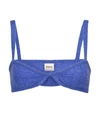 Khaite Eda Knitted Cashmere Bralette In Blue