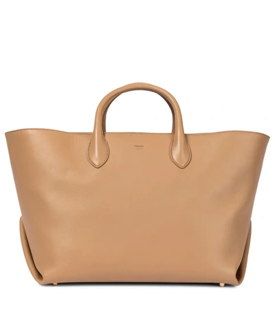 Khaite Aimee Medium Leather Tote In Tan